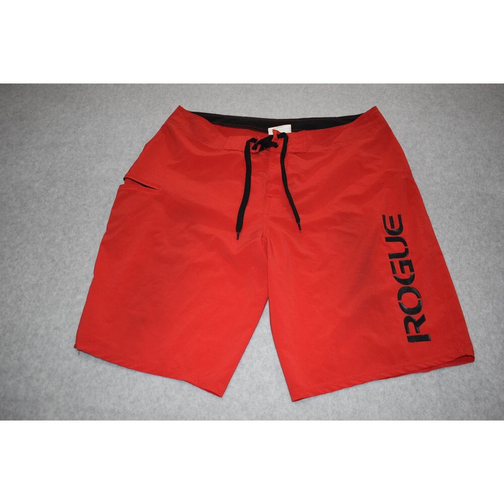 Rogue Fitness Workout Board Shorts Men Size 38 Stretch Performance Red